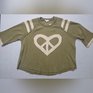 Easel Oversized Thermal Peace Sign Top Small - New With Tag